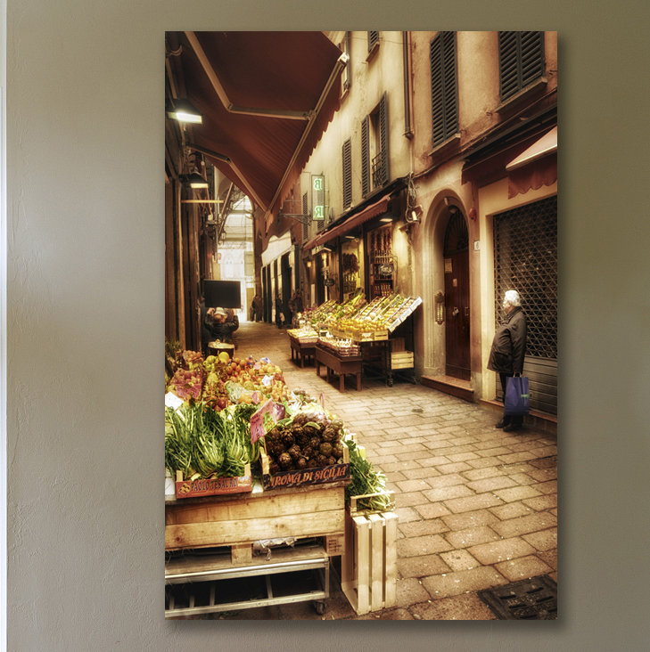 « épicerie magasiner » par dano, reproduction de photo sur toile tendue, H 30 po x l 20 po x P 1,5 po