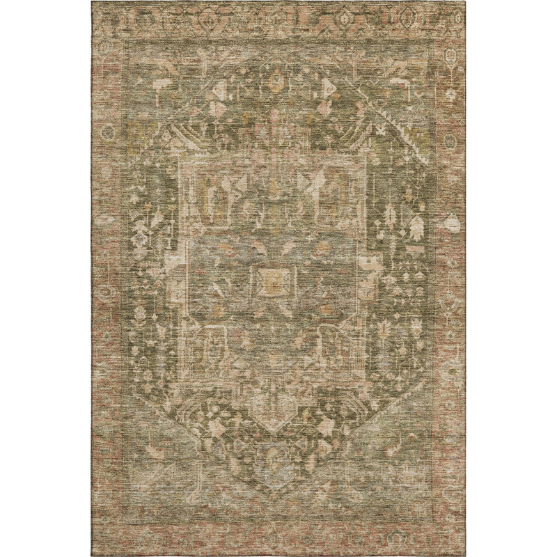 Premium Machine Washable Larock AMF1240 Medallion Rug, Rectangle 3' x 5'