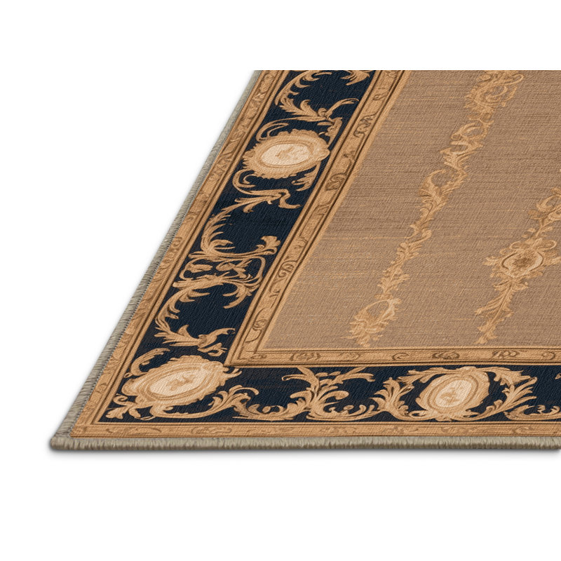 Machine Washable French Brown Area Rug, Rectangle 6' x 9'