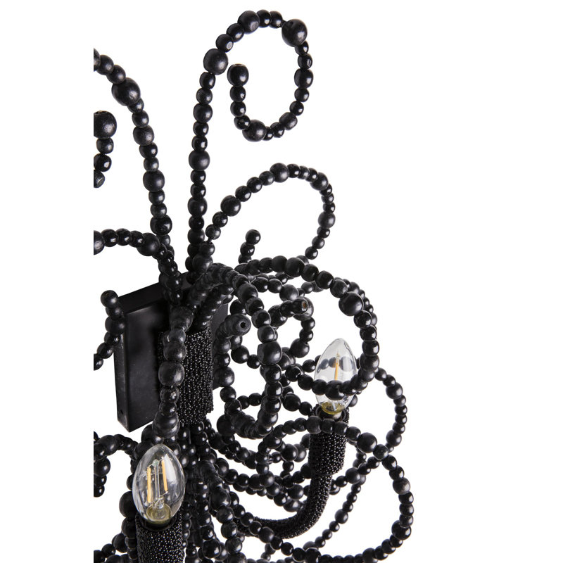 Wood Bead Wall Sconce, Black