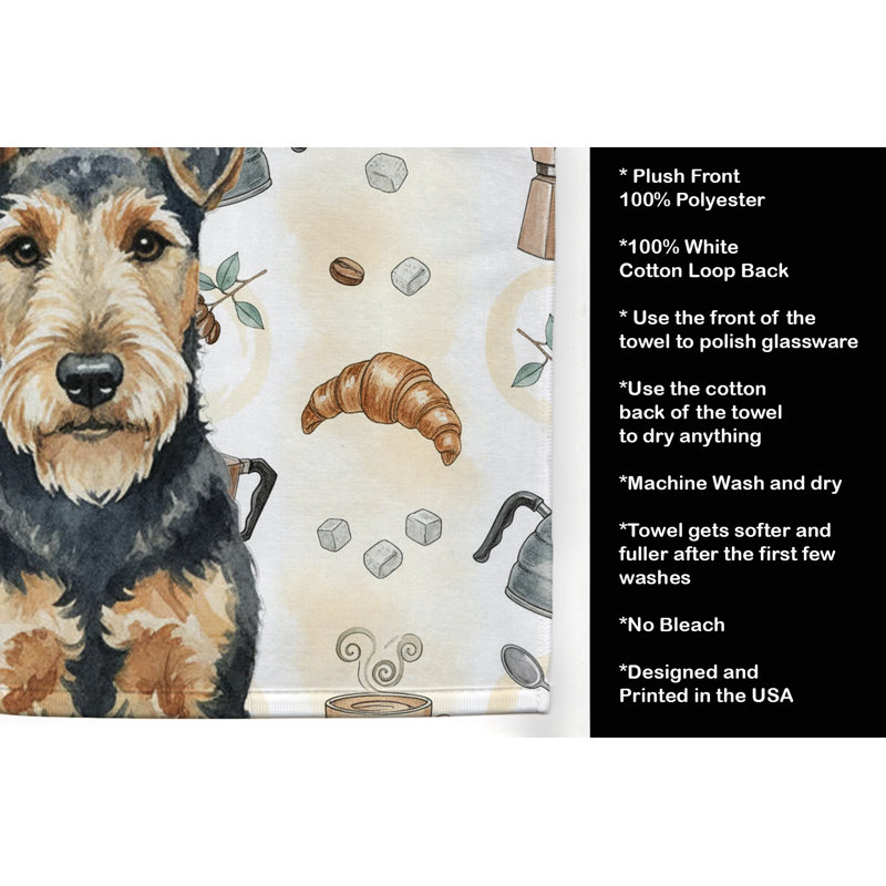 Welsh Terrier Coffee Bar Kitchen Towel, Welsh Terrier