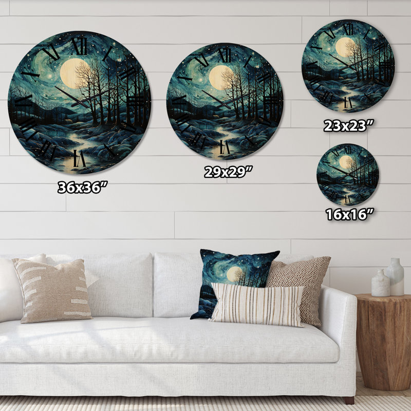 Horloge murale en bois massif Meave, Grand