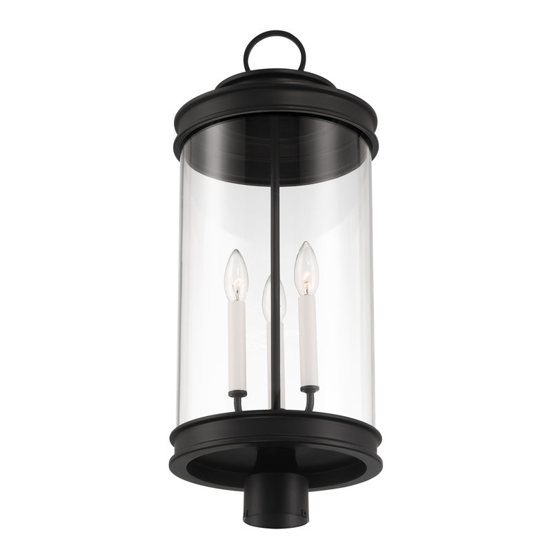Acim 3-Light Outdoor Post Lantern in Matte Black