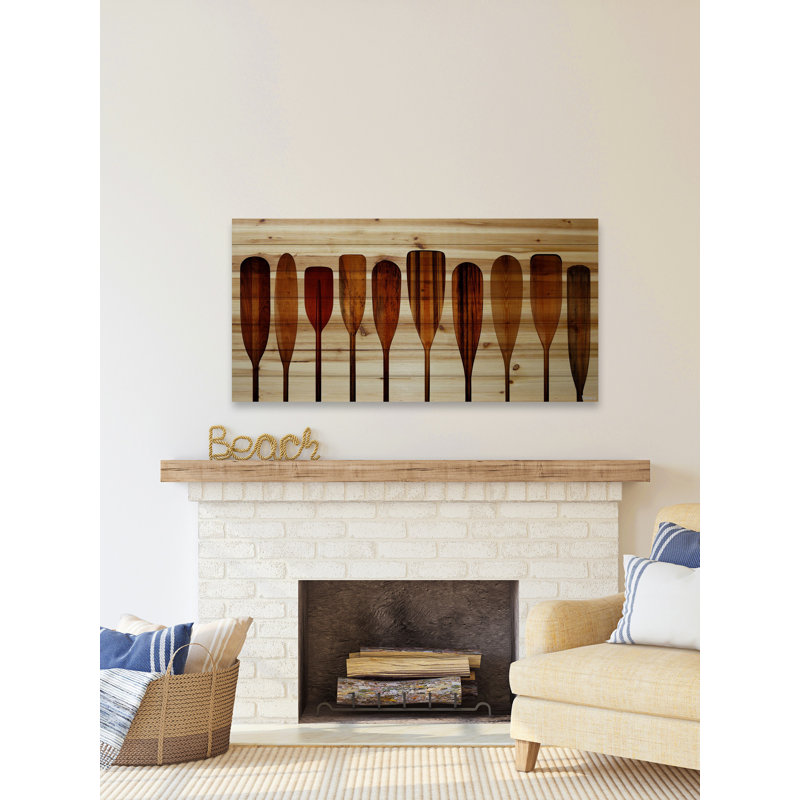 Canoe Paddles par Parvez Taj - Impression sur bois sans cadre, H 20 po x l 40 po x P 1,5 po