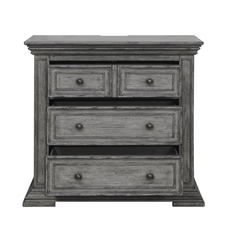 Temple Cloud 3 Drawer Nightstand w/ Charging Station, Gray