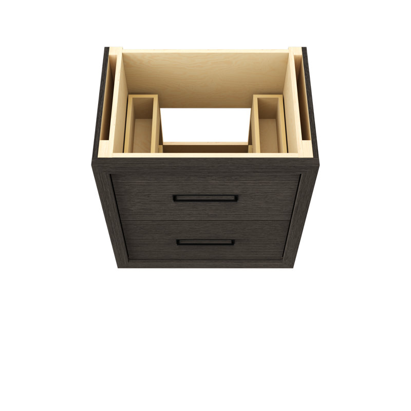Avalon Two-Drawer Single Bath Vanity, Gray Weathered, Matte Black, 30"