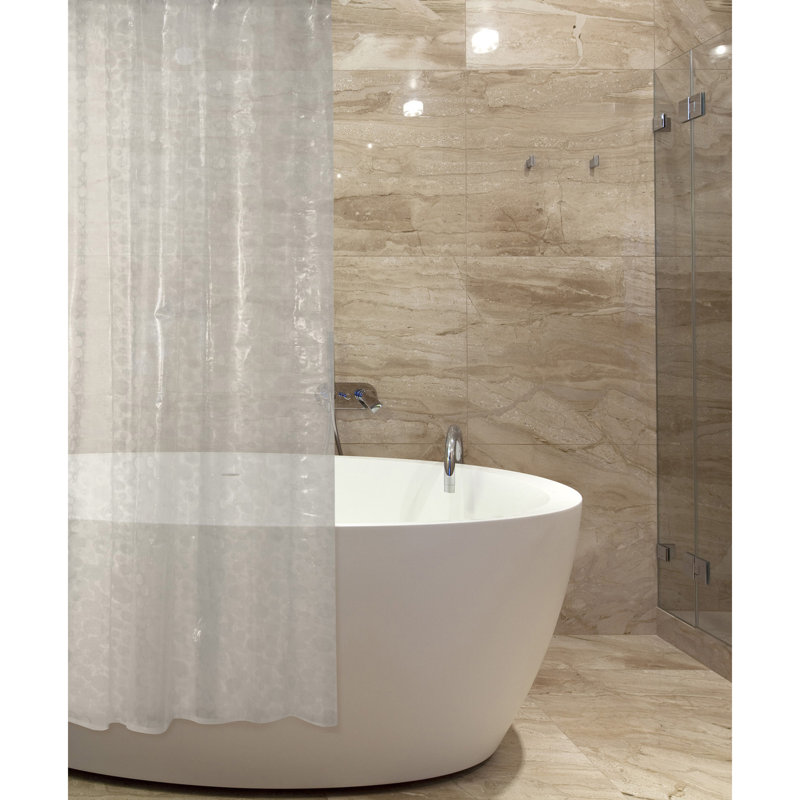 Vinyl Geometric Shower Curtain with Liner Included