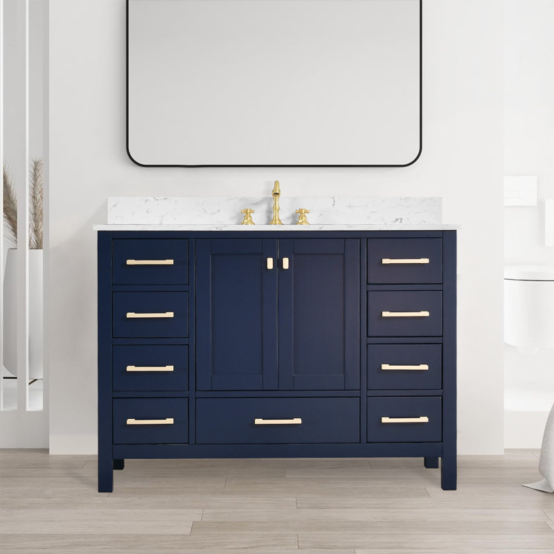 Linton 48" Single Bathroom Vanity Set, Blue, Gold