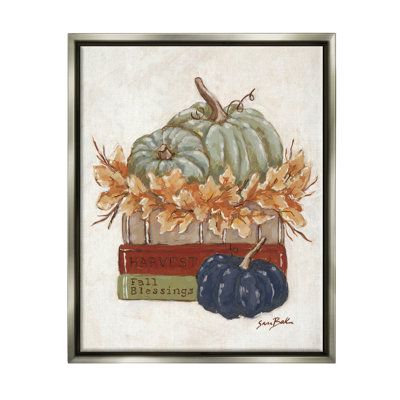 «Stupell Industries Fall Blessings Pumpkins», art mural sur toile par Sara Baker