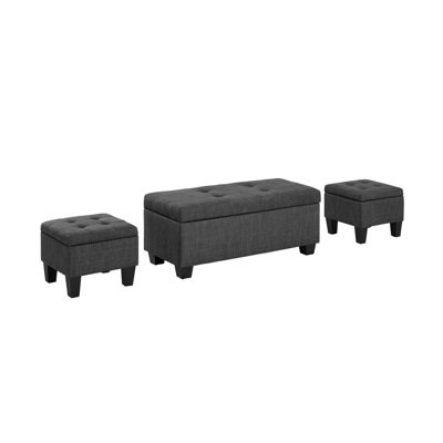 Edyth 3-Piece Tufted Upholstered Storage Ottomans