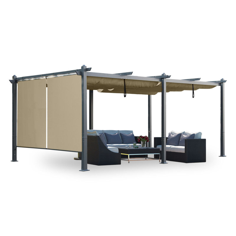 Pergola en aluminium avec auvent Aoodor, Kaki, H 8,2 pi x l 20 pi x P 12 pi