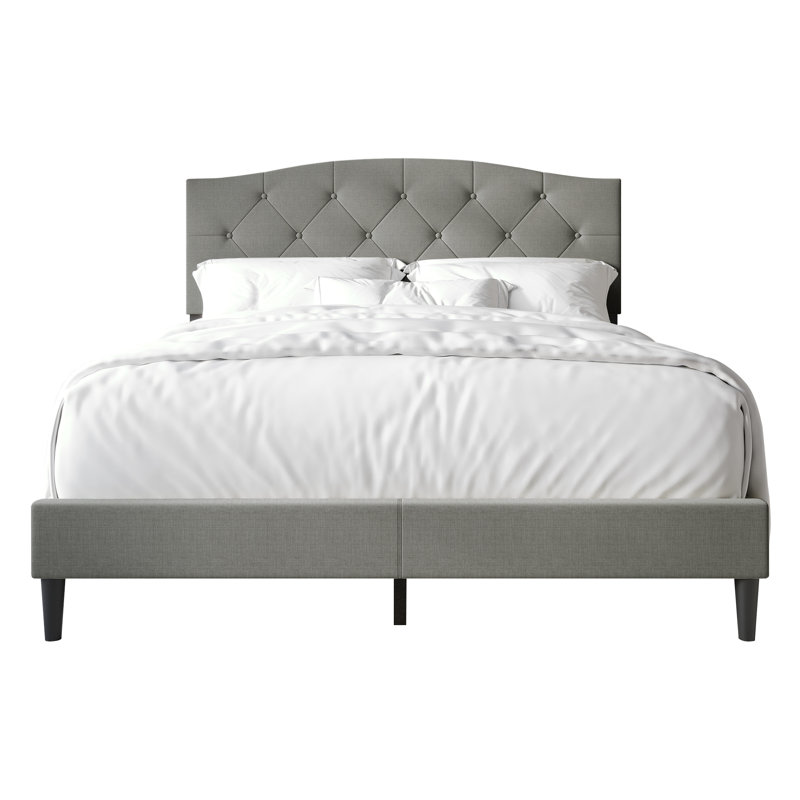 Lit tapissier Nahiem, Gris clair, Très grand