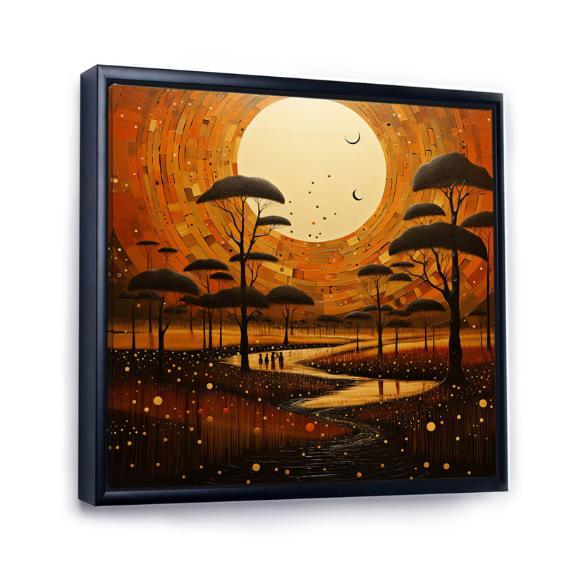 «African Savannah Serenade» sur toile, Cadre flottant noir, 36" H x 36" W