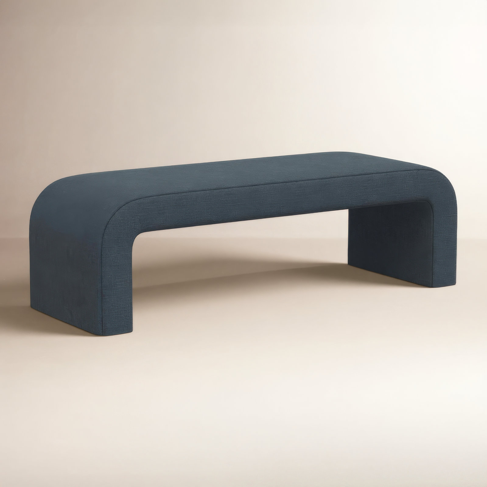 Upholstered Bench, Classic Navy Linen