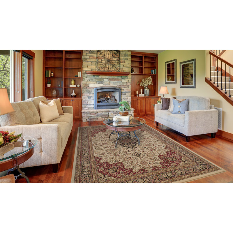 Ivory Medallion Synthetic Easy Care Stain-resistant Rug 7'-9" x 11'-2"