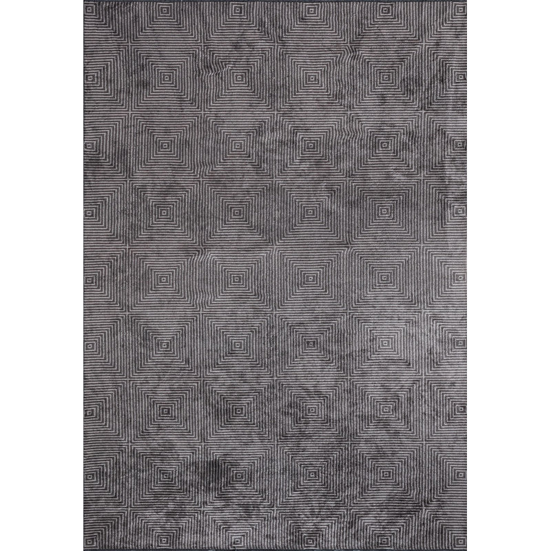 Contemporary Geometric Square Lines Area Rug, Rectangle 7'10" x 9'10"