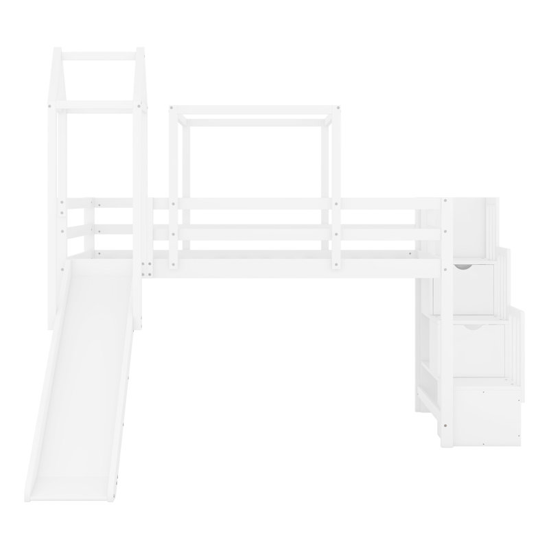 Lit mezzanine simple avec tente et tour, Bleu