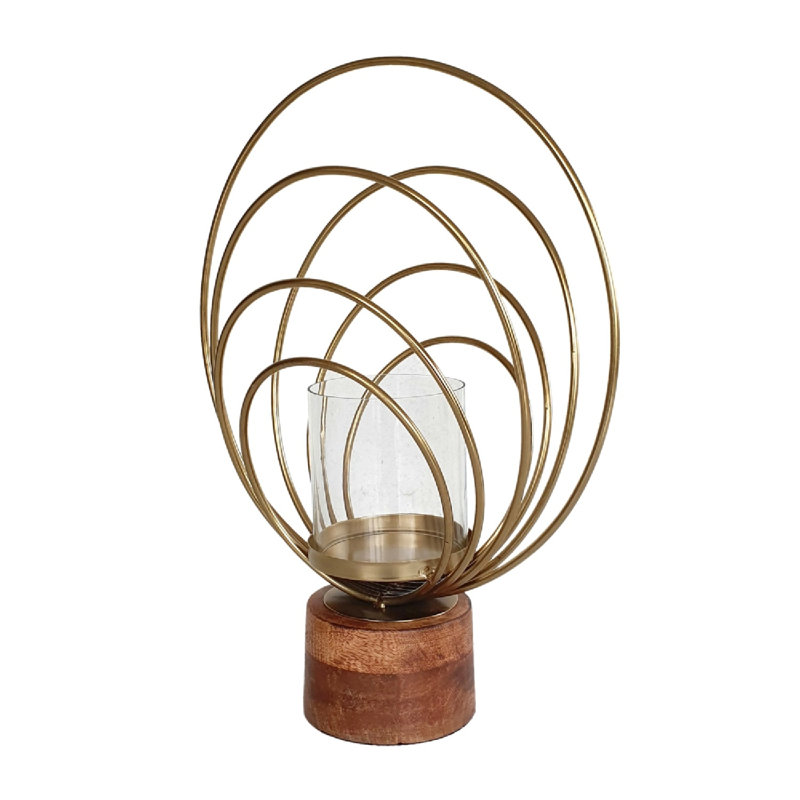 Candle Holder Gold/Brown, 14.50" H x 11.00" W x 6.50" D