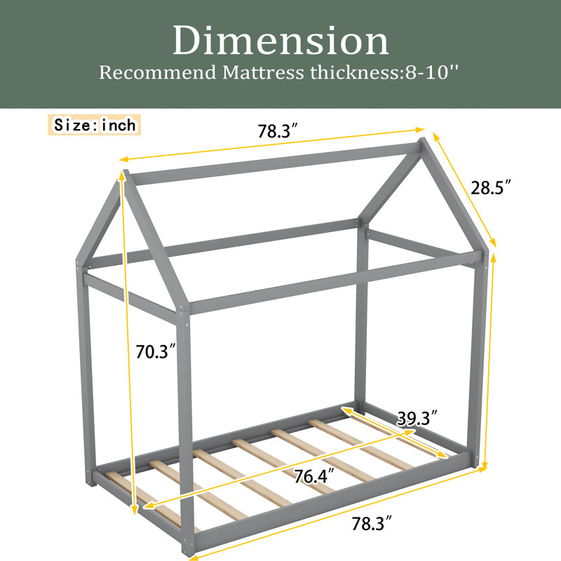Platform Bed, Gray