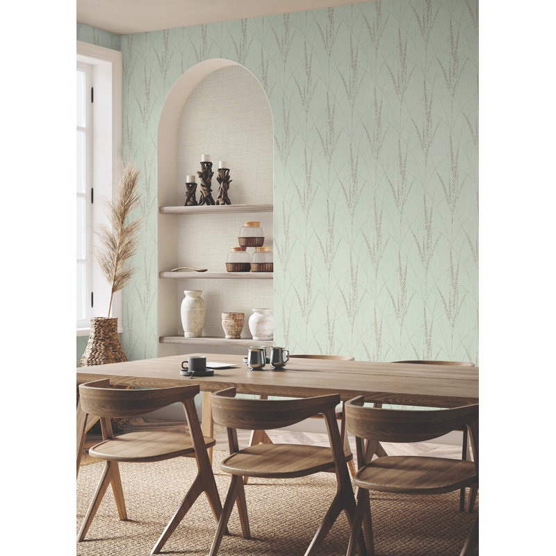 Papier peint Graceful Willow Putty, Blue