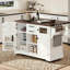 Îlot de cuisine de 54,9 po avec abattant, prise de courant, chariot de rangement de cuisine avec 4 tablettes de porte, portes de grange croisées et porte en verre visuel, îlot de cuisine roulant sur 4 roues pour la cuisine, la salle à manger, blanc-844449426