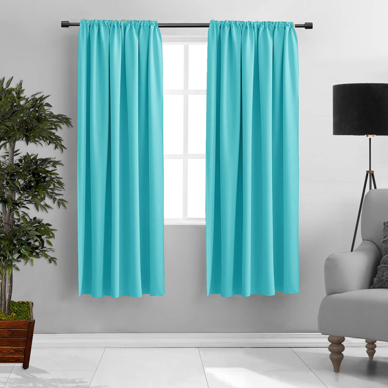 Cormican 100% Linen Blackout Curtain Pair, Turquiose, 52" W x 84" L