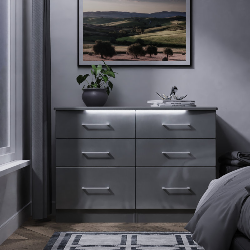 112cm W 6 - Drawer Chest of Drawers, Grey