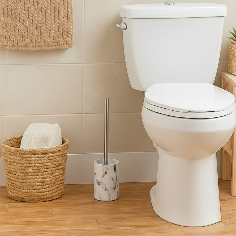 Marble Effect Freestanding Toilet Brush and Holder Set