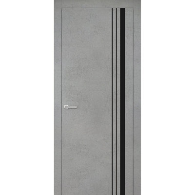 Porte intérieure moderne en bois pré-montée avec quincaillerie Planum 0011, cadre en béton à panneau unique, portes robustes pour salle de bain et chambre à coucher - 42 po x 84 po