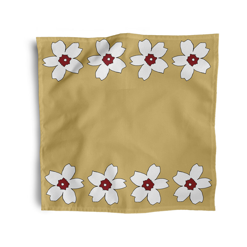 Chever Big Flower Napkins, White/Yellow