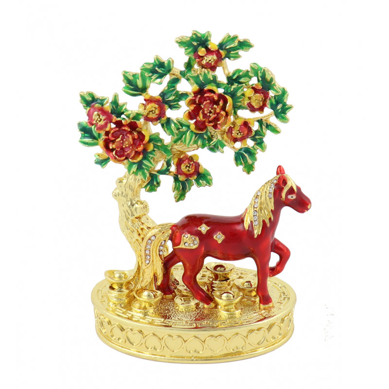 Fleur de pêche bejewelée - cheval
