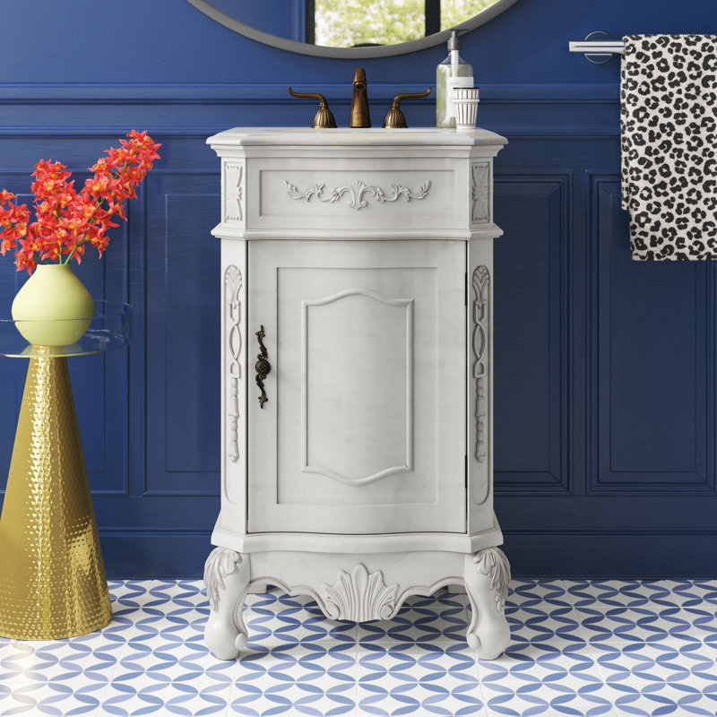 Ensemble de meuble-lavabo simple 21 po Lunette, Blanc antique, Blanc Ivoire