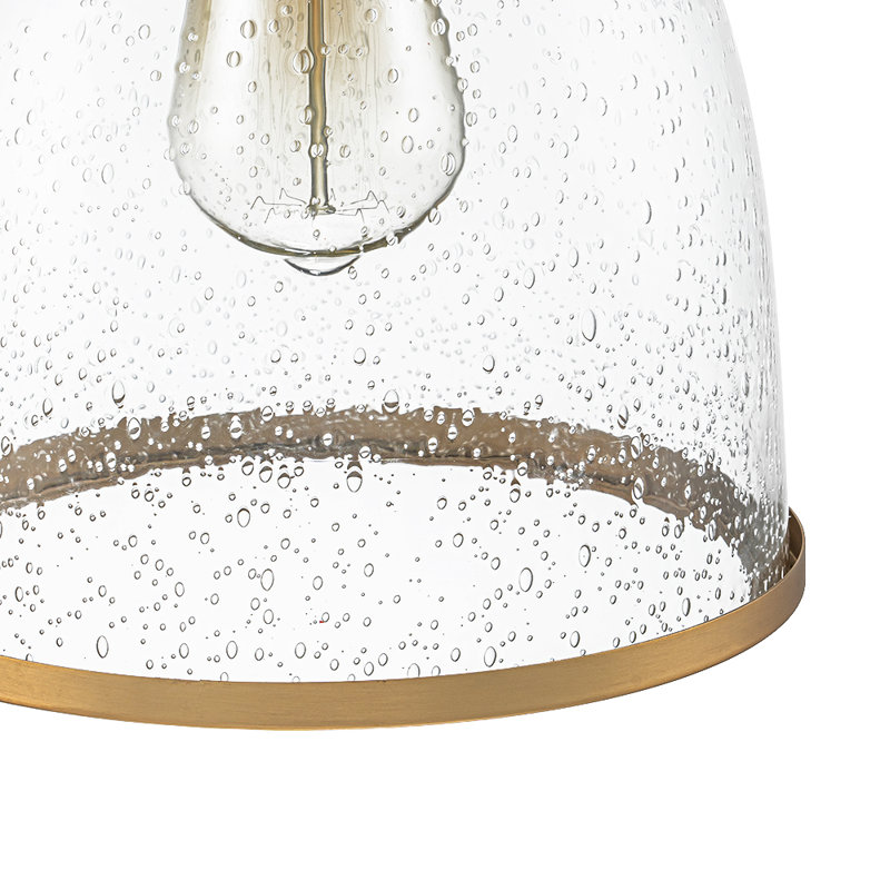 1 - Light Clear Dome Shape Seeded Glass Pendant