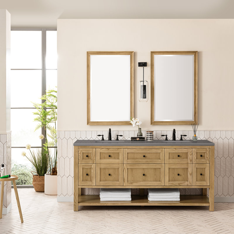 Breckenridge 72'' W Double Vanity, Light Natural Oak, Phantome Eclos, 8" Widespread