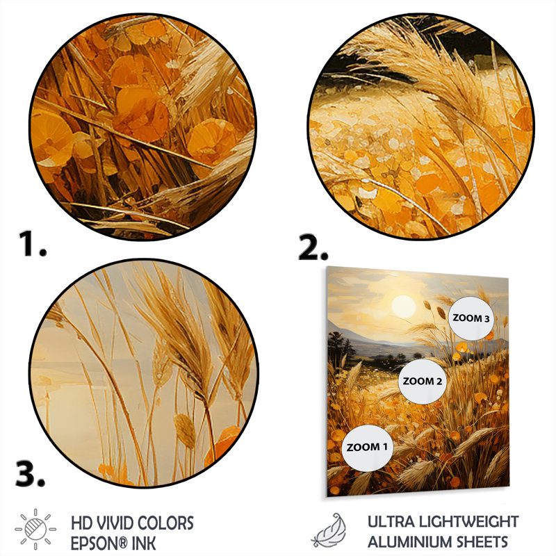 «Countryside Wheat Field Of Gold II», impression d'art mural paysage et nature, H 20 po x l 12 po x P 1 po