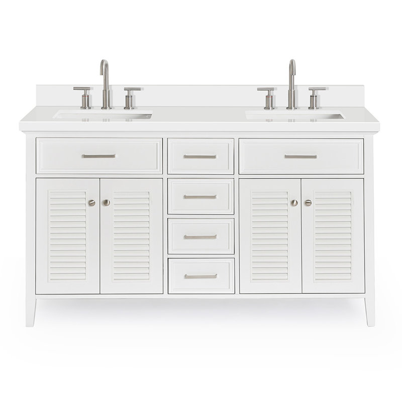 Kensington 61'' W Double Vanity, Rectangular, White, Pure White Quartz