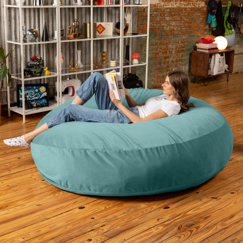 Fauteuil à billes géant pour adultes et lit à billes 6 pieds Cocoon, Velours sarcelle