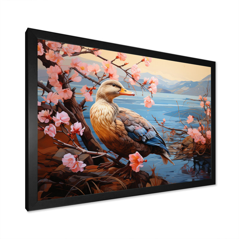 Duck Journey Pastoral - Animals Canvas Art Print, H 34 po x l 44 po x P 1,5 po, Cadre photo noir