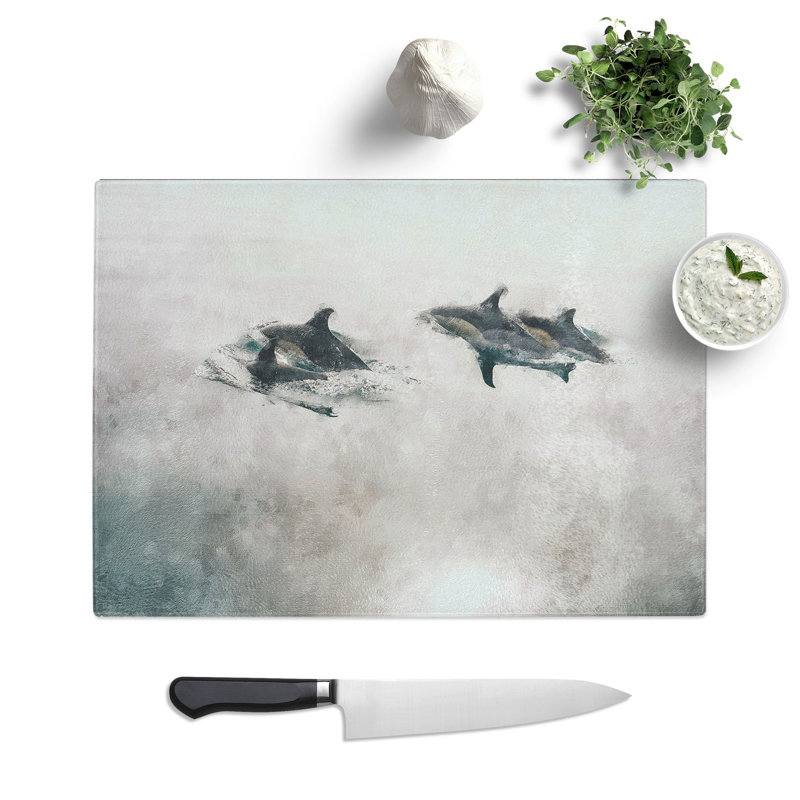 Swimming Dolphins Chopping Board, 28.5cm W x 39cm L