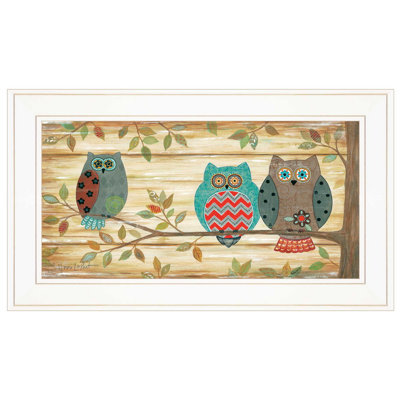 «Three Wise Owls», art mural encadré pour le salon, la maison par Annie Lapoint