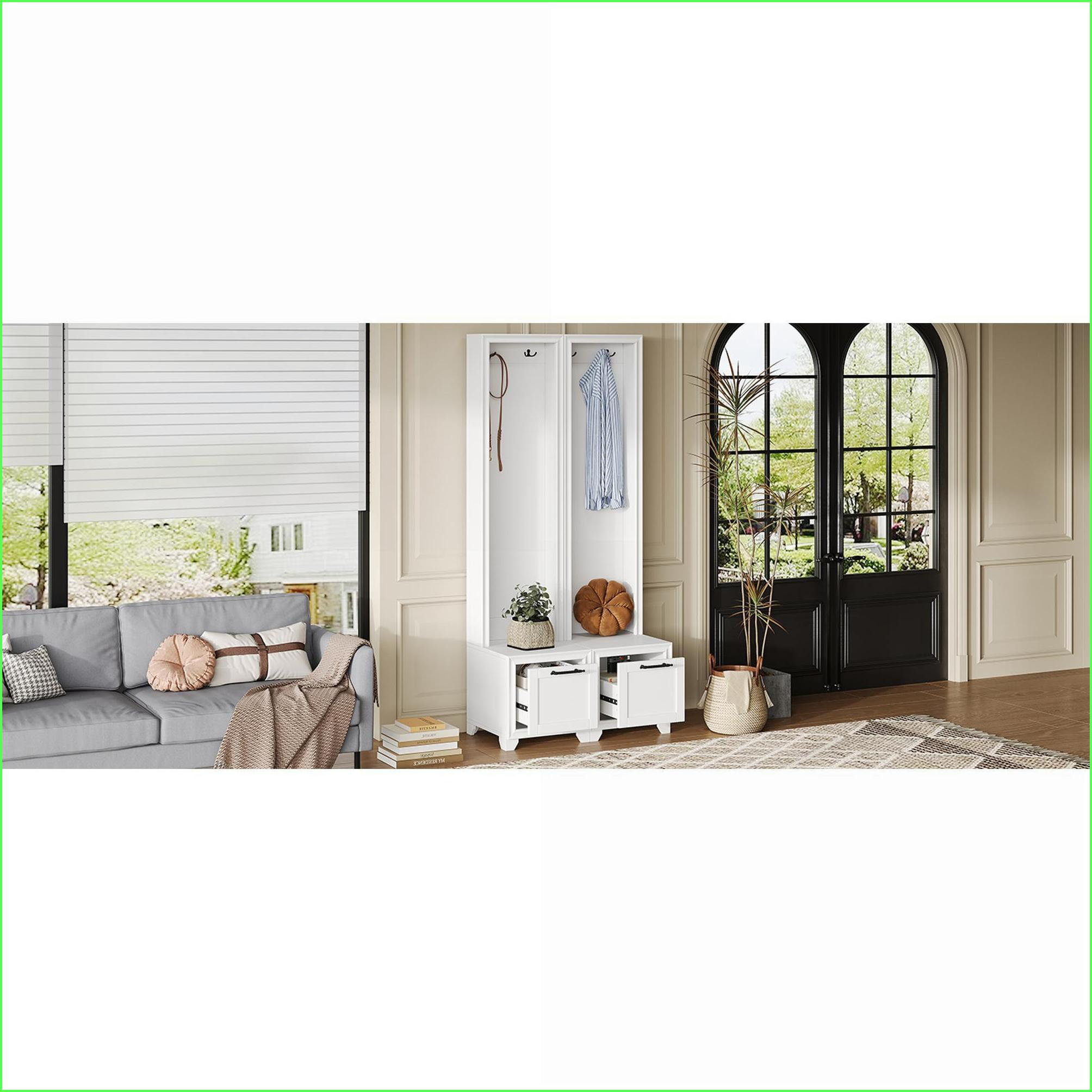 Latitude Run® Coat Racks 2-Piece French Retro 3-in-1 with Bench ...