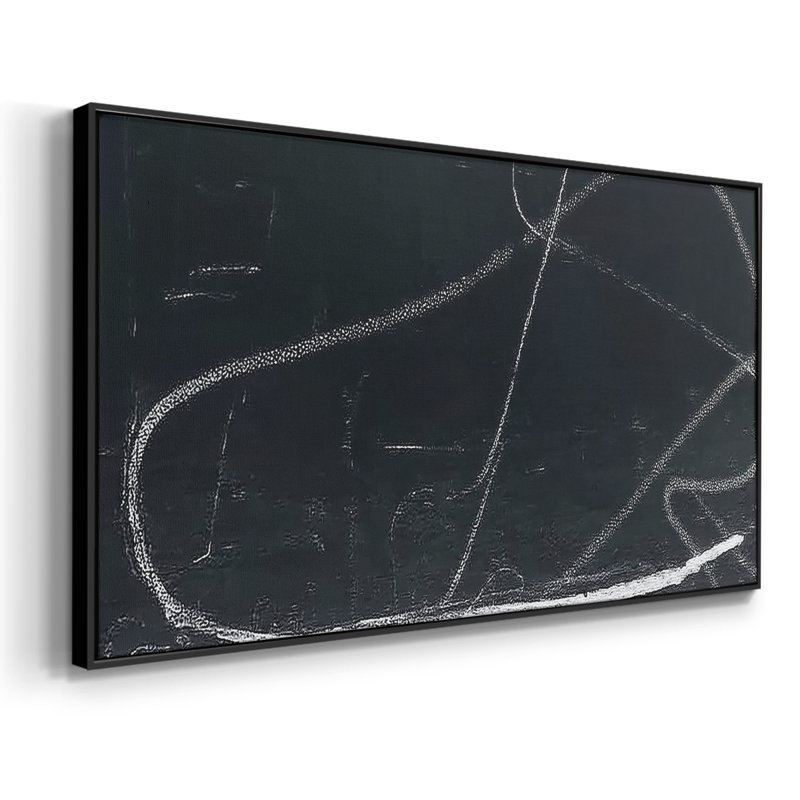 Abstrait, série DC DCXIV, toile tendue avec châssis, prête à être accrochée, H 25 po x l 41 po, Noir