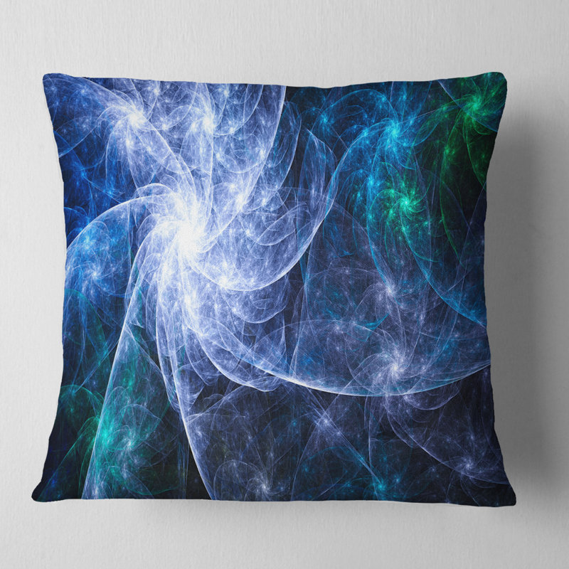 Motif d'étoile bleue fractale - imprimé abstrait, 18 po x 18 po, Coussin décoratif