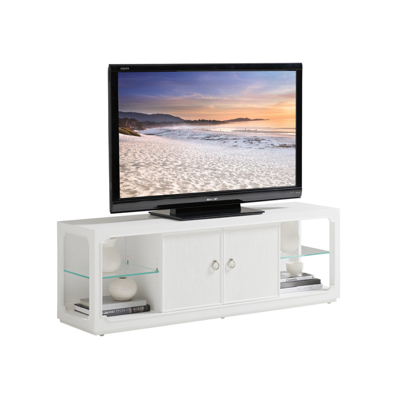 Transitional Crisp White 72" Media Console with Cabinet