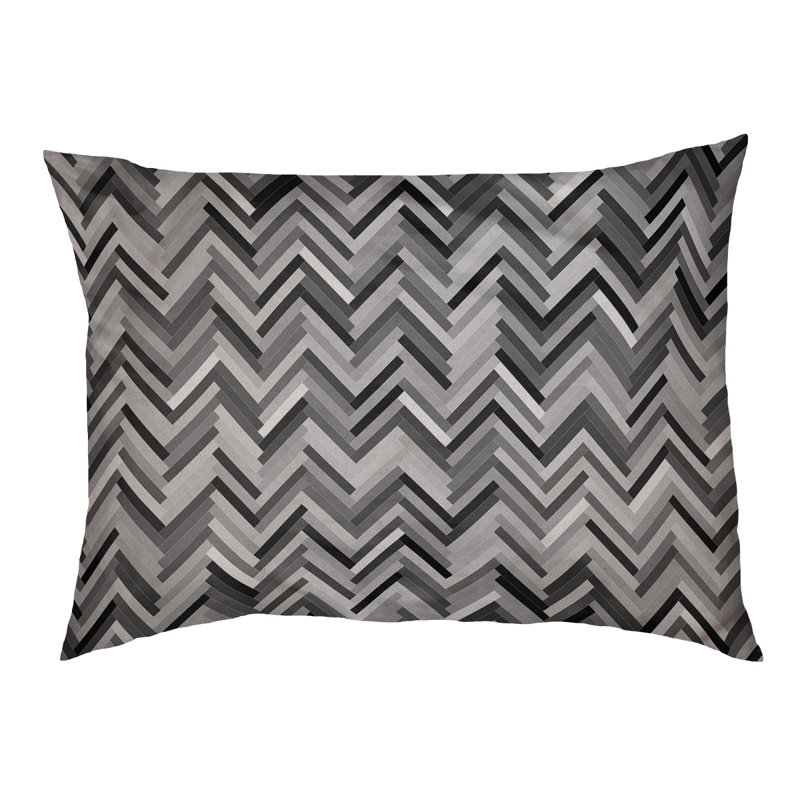 Coussin décoratif à chevrons, Petit (L 18 po x l 28 po), Noir/blanc, Utilisation intérieure / extérieure