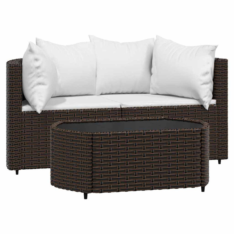 - Person Patio Conversation Set with Cushions, Green, Brown