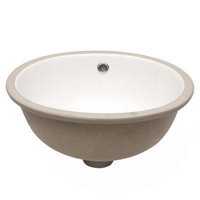 Lavabo de salle de bain ovale encastré en céramique 16,5 "x 13,4" blanc avec trop-plein (n'inclut que le lavabo de salle de bain)