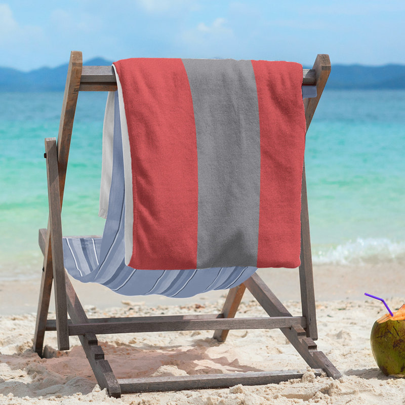 Lightweight Beach Towel, Poly/Cotton, Red/Flat Gray/Red