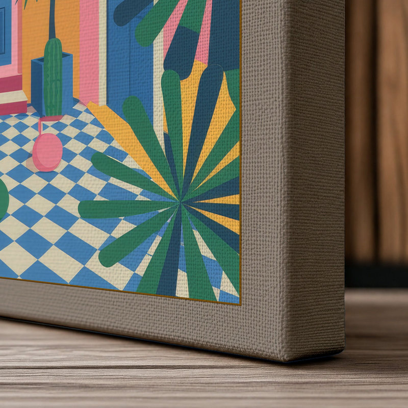 Courtyard in Colour Modern - Wrapped Canvas, 30x20 - 76.2 x 50.8 cm, Taupe Border