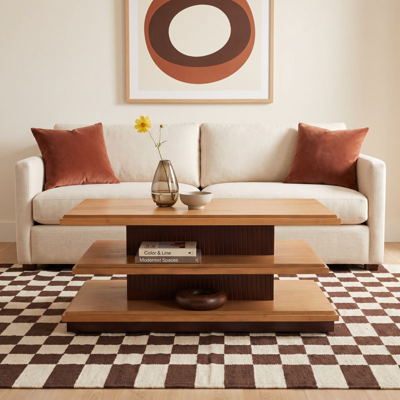 Pasha Storage Coffee Table, Natural/Walnut
